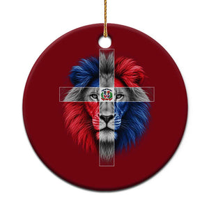 Lion of Judah Cross Dominican Republic Flag Ceramic Ornament Christian Faith Dominican Pride