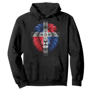 Lion of Judah Cross Dominican Republic Flag Hoodie Christian Faith Dominican Pride
