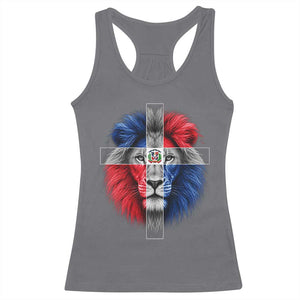 Lion of Judah Cross Dominican Republic Flag Racerback Tank Top Christian Faith Dominican Pride