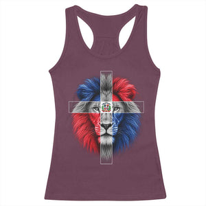 Lion of Judah Cross Dominican Republic Flag Racerback Tank Top Christian Faith Dominican Pride