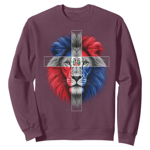 Lion of Judah Cross Dominican Republic Flag Sweatshirt Christian Faith Dominican Pride