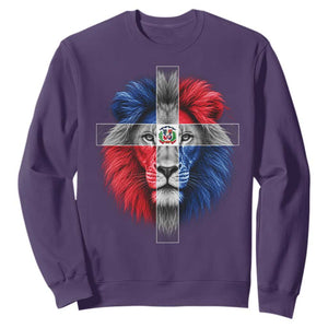 Lion of Judah Cross Dominican Republic Flag Sweatshirt Christian Faith Dominican Pride