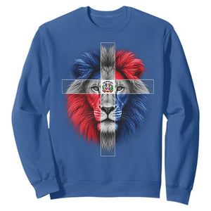 Lion of Judah Cross Dominican Republic Flag Sweatshirt Christian Faith Dominican Pride