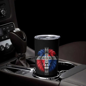Lion of Judah Cross Dominican Republic Flag Tumbler Cup Christian Faith Dominican Pride