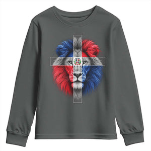 Lion of Judah Cross Dominican Republic Flag Youth Sweatshirt Christian Faith Dominican Pride