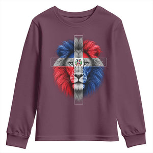 Lion of Judah Cross Dominican Republic Flag Youth Sweatshirt Christian Faith Dominican Pride