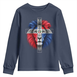 Lion of Judah Cross Dominican Republic Flag Youth Sweatshirt Christian Faith Dominican Pride