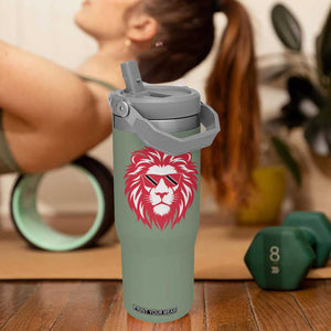 Trinidad and Tobago Lion Flip Straw Tumbler Vintage Caribbean Pride TS10 One Size: 30 oz Moss Green Print Your Wear