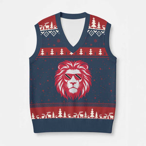 Trinidad and Tobago Lion V-Neck Knit Sweater Vest Vintage Caribbean Pride TS10 Navy Red Print Your Wear