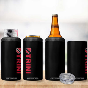 Vintage Trini 4 in 1 Can Cooler Tumbler Trinidad and Tobago Flag Minimalist Patriotic Caribbean Pride TS10 Print Your Wear