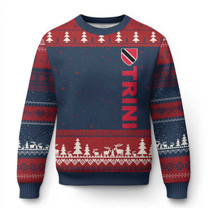 Vintage Trini Ugly Christmas Sweater Trinidad and Tobago Flag Minimalist Patriotic Caribbean Pride TS10 Navy Red Print Your Wear