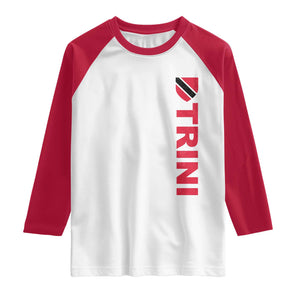 Vintage Trini Raglan Shirt Trinidad and Tobago Flag Minimalist Patriotic Caribbean Pride TS10 White Red Print Your Wear