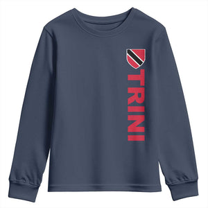 Vintage Trini Youth Sweatshirt Trinidad and Tobago Flag Minimalist Patriotic Caribbean Pride TS10 Navy Print Your Wear