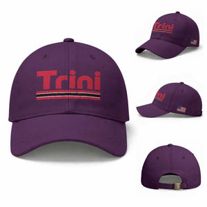 Retro Trini Baseball Cap Trinidad and Tobago Flag Caribbean Pride Heritage Gift TS10 Baseball Cap Universal Fit Purple Print Your Wear