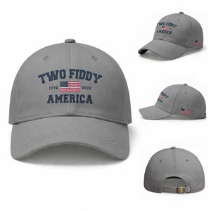 Two Fiddy USA 250th Anniversary Baseball Cap United States Flag July 4th 2026 1776 Patriotic Humor