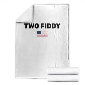 Two Fiddy American Flag Throw Blanket Funny 250th America Celebration Patriotic Graphic