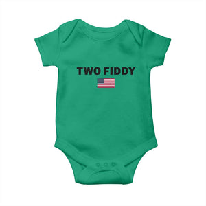 Two Fiddy American Flag Baby Onesie Funny 250th America Celebration Patriotic Graphic