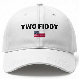 Two Fiddy American Flag Baseball Cap Funny 250th America Celebration Patriotic Graphic