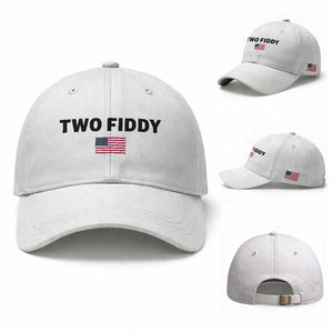 Two Fiddy American Flag Baseball Cap Funny 250th America Celebration Patriotic Graphic