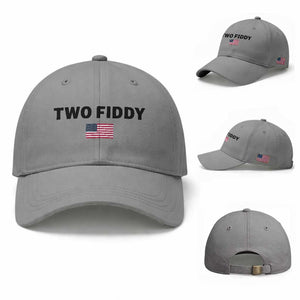 Two Fiddy American Flag Baseball Cap Funny 250th America Celebration Patriotic Graphic