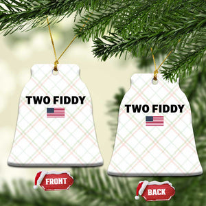 Two Fiddy American Flag Ceramic Ornament Funny 250th America Celebration Patriotic Graphic