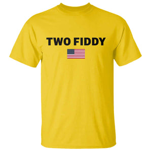 Two Fiddy American Flag T Shirt Funny 250th America Celebration Patriotic Graphic