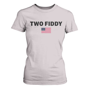 Two Fiddy American Flag T Shirt For Women Funny 250th America Celebration Patriotic Graphic