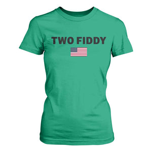 Two Fiddy American Flag T Shirt For Women Funny 250th America Celebration Patriotic Graphic