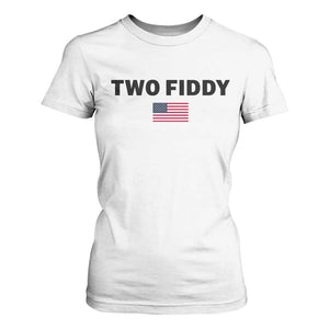 Two Fiddy American Flag T Shirt For Women Funny 250th America Celebration Patriotic Graphic