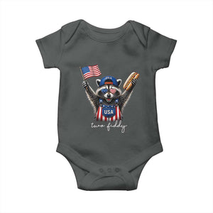 Funny Two Fiddy Raccoon Patriotic Baby Onesie USA Flag Hot Dog Fourth of July USA 250th Anniversary