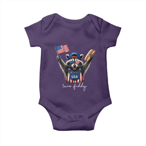 Funny Two Fiddy Raccoon Patriotic Baby Onesie USA Flag Hot Dog Fourth of July USA 250th Anniversary