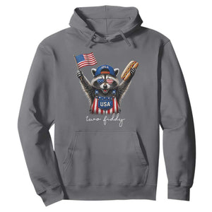 Funny Two Fiddy Raccoon Patriotic Hoodie USA Flag Hot Dog Fourth of July USA 250th Anniversary