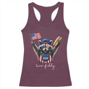 Funny Two Fiddy Raccoon Patriotic Racerback Tank Top USA Flag Hot Dog Fourth of July USA 250th Anniversary