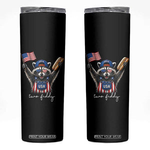 Funny Two Fiddy Raccoon Patriotic Skinny Tumbler USA Flag Hot Dog Fourth of July USA 250th Anniversary