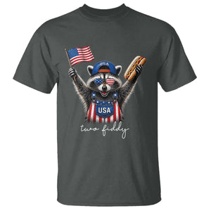 Funny Two Fiddy Raccoon Patriotic T Shirt USA Flag Hot Dog Fourth of July USA 250th Anniversary