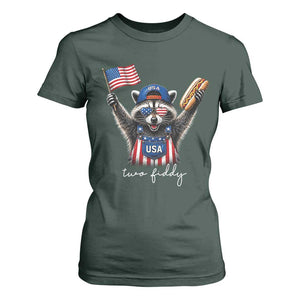 Funny Two Fiddy Raccoon Patriotic T Shirt For Women USA Flag Hot Dog Fourth of July USA 250th Anniversary