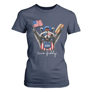 Funny Two Fiddy Raccoon Patriotic T Shirt For Women USA Flag Hot Dog Fourth of July USA 250th Anniversary