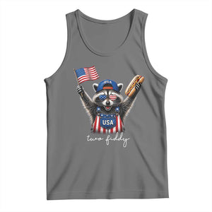 Funny Two Fiddy Raccoon Patriotic Tank Top USA Flag Hot Dog Fourth of July USA 250th Anniversary
