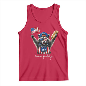 Funny Two Fiddy Raccoon Patriotic Tank Top USA Flag Hot Dog Fourth of July USA 250th Anniversary