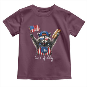Funny Two Fiddy Raccoon Patriotic Toddler T Shirt USA Flag Hot Dog Fourth of July USA 250th Anniversary