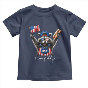 Funny Two Fiddy Raccoon Patriotic Toddler T Shirt USA Flag Hot Dog Fourth of July USA 250th Anniversary