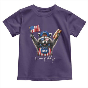 Funny Two Fiddy Raccoon Patriotic Toddler T Shirt USA Flag Hot Dog Fourth of July USA 250th Anniversary
