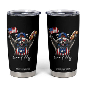 Funny Two Fiddy Raccoon Patriotic Tumbler Cup USA Flag Hot Dog Fourth of July USA 250th Anniversary