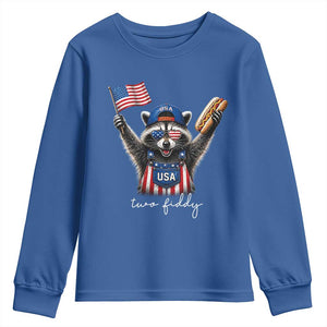 Funny Two Fiddy Raccoon Patriotic Youth Sweatshirt USA Flag Hot Dog Fourth of July USA 250th Anniversary