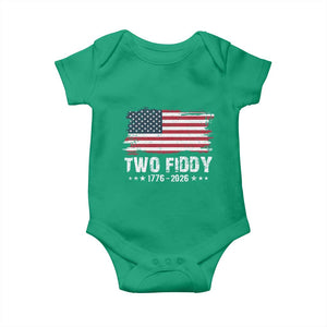Two Fiddy USA 250th Anniversary Baby Onesie Vintage American Flag Patriotic Humor