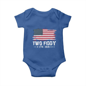 Two Fiddy USA 250th Anniversary Baby Onesie Vintage American Flag Patriotic Humor