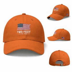 Two Fiddy USA 250th Anniversary Baseball Cap Vintage American Flag Patriotic Humor