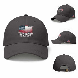 Two Fiddy USA 250th Anniversary Baseball Cap Vintage American Flag Patriotic Humor