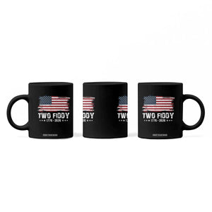 Two Fiddy USA 250th Anniversary Coffee Mug Vintage American Flag Patriotic Humor