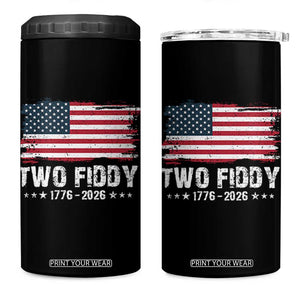 Two Fiddy USA 250th Anniversary 4 in 1 Can Cooler Tumbler Vintage American Flag Patriotic Humor